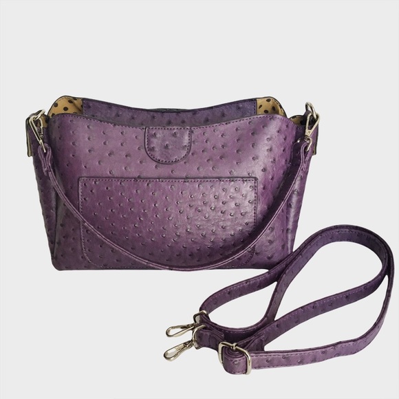 Handbags - Faux Ostrich Purse with 2 Interchangeable Straps